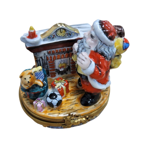 Santa Claus Holiday Charm Porcelain Limoges Santa French Trinket Box