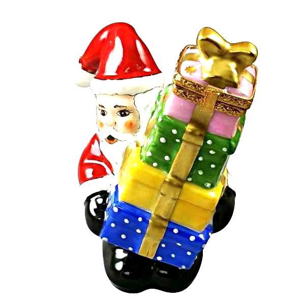 Santa Giving Gifts Porcelain Limoges Santa Claus French Trinket Box