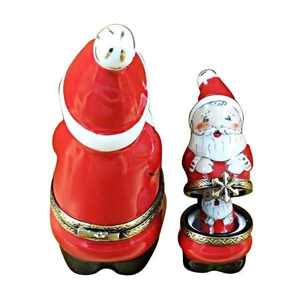Santa Nesting with Ball on Top Porcelain Limoges Santa French Trinket Box