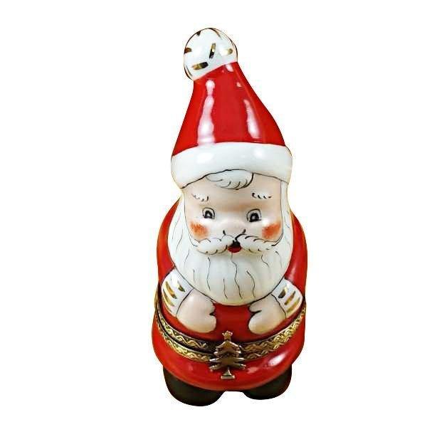Santa Nesting with Ball on Top Porcelain Limoges Santa French Trinket Box