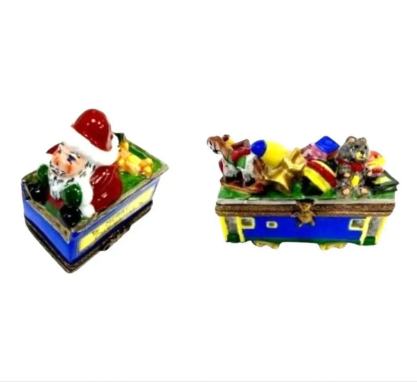 Santa Train Limoges Box Delight Porcelain Limoges Santa French Trinket Box