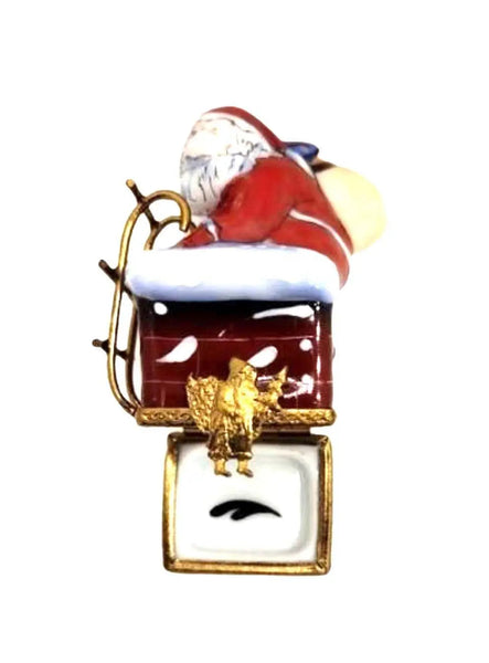 Santa on Chimney Limoges Box Porcelain Limoges santa christmas French Trinket Box