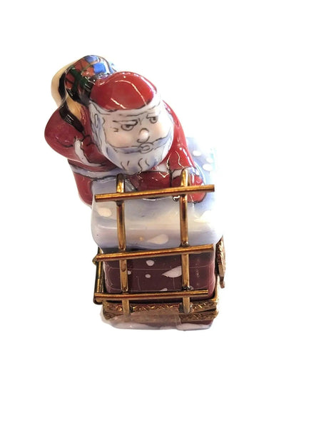 Santa on Chimney Limoges Box Porcelain Limoges santa christmas French Trinket Box