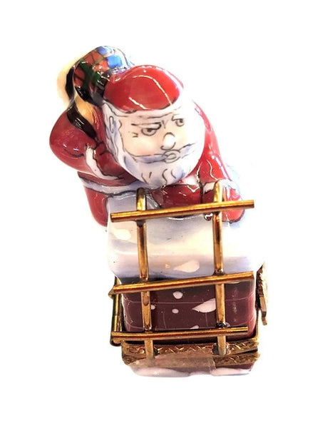 Santa on Chimney Limoges Box Porcelain Limoges santa christmas French Trinket Box