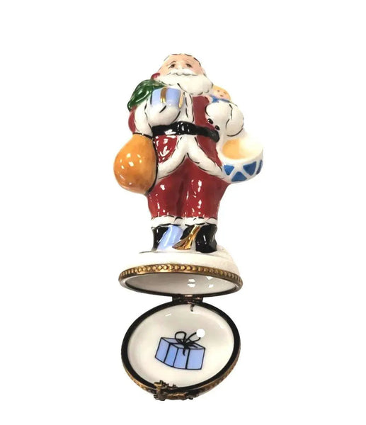 Santa with Gifts and Tree Porcelain Limoges santa christmas French Trinket Box