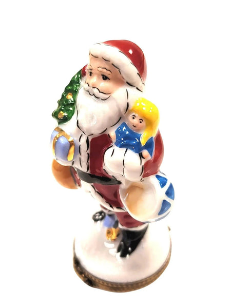 Santa with Gifts and Tree Porcelain Limoges santa christmas French Trinket Box