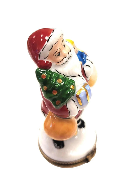 Santa with Gifts and Tree Porcelain Limoges santa christmas French Trinket Box
