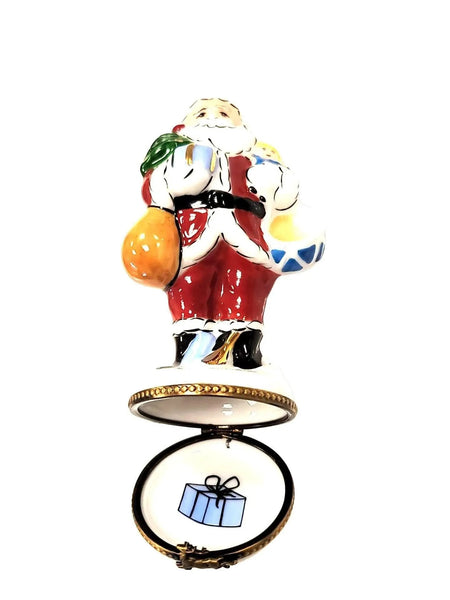 Santa with Gifts and Tree Porcelain Limoges santa christmas French Trinket Box