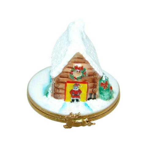Santa's House Porcelain Limoges santa claus xmas theme French Trinket Box