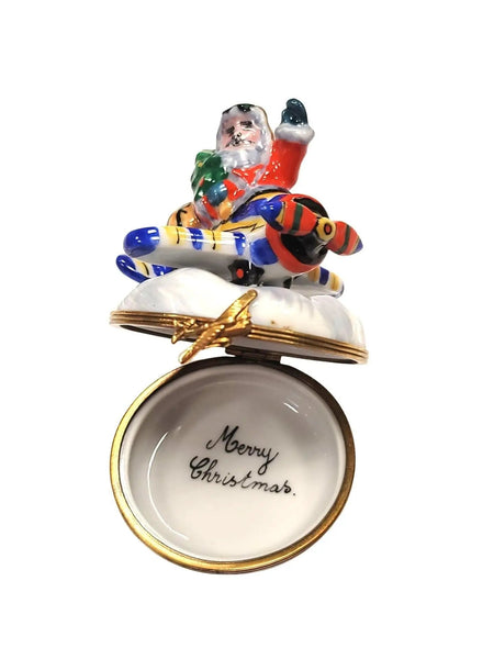Santa's Joyful Flight Limoges Box Porcelain Limoges santa christmas French Trinket Box