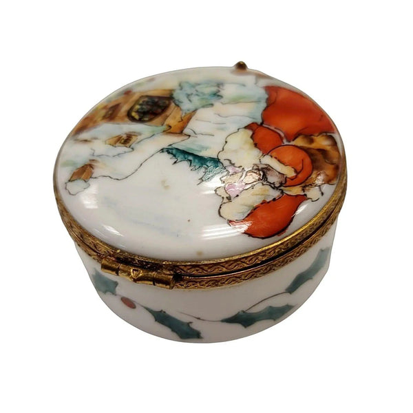 Santa's Joyful Gift Delivery Box Porcelain Limoges xmas theme christmas figurine LIMOGES BOXES santa French Trinket Box