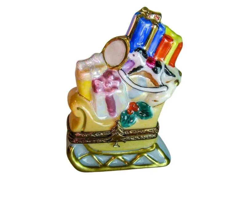 Santas Sleigh Porcelain Limoges santa christmas French Trinket Box