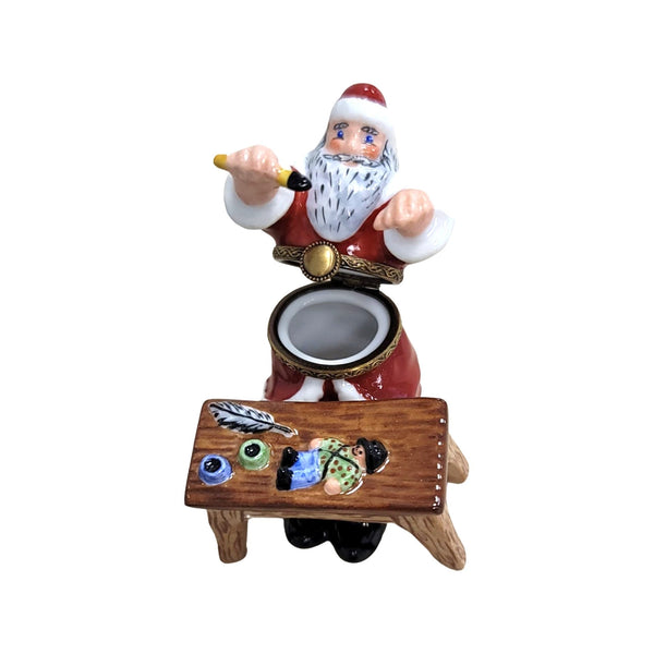 Santa's Workshop Porcelain Figurine Porcelain Limoges Santa French Trinket Box