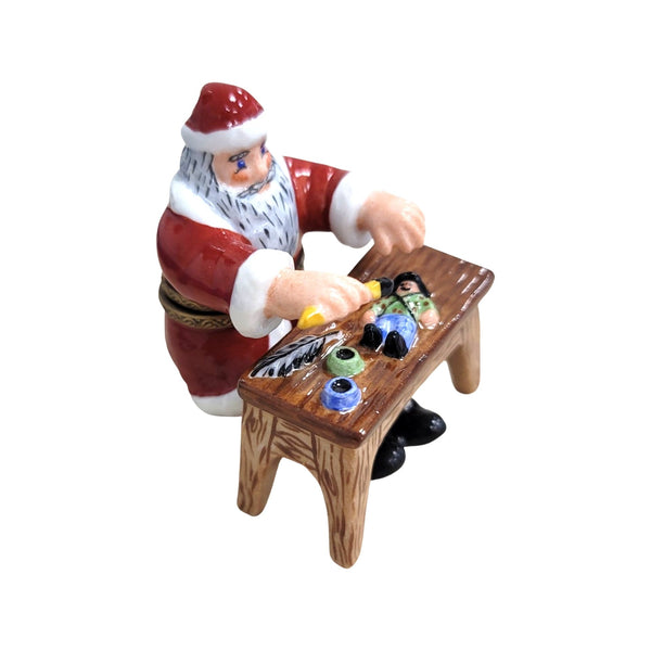 Santa's Workshop Porcelain Figurine Porcelain Limoges Santa French Trinket Box