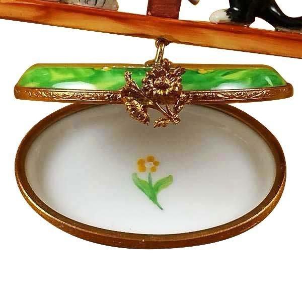 See Saw Cats Porcelain Limoges cat siamese baby French Trinket Box