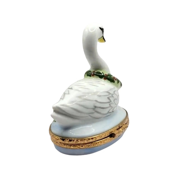 Seven Swans A-Swimming - 12 Days Of Christmas Porcelain Limoges xmas theme French Trinket Box