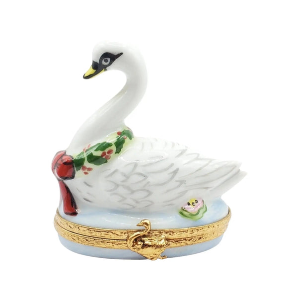 Seven Swans A-Swimming - 12 Days Of Christmas Porcelain Limoges xmas theme French Trinket Box