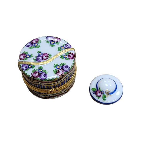 Sevre Roses Hat Box Delight Porcelain Limoges hats fashion LIMOGES BoXES French Trinket Box