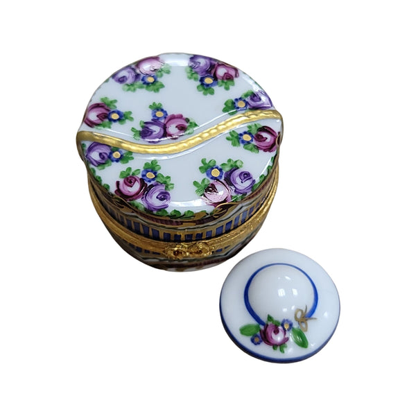 Sevre Roses Hat Box Delight Porcelain Limoges hats fashion LIMOGES BoXES French Trinket Box