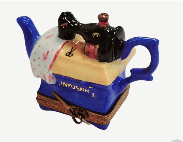 Sewing Machine Teapot Delight Porcelain Limoges Home China French Trinket Box