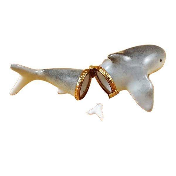 Shark Figurine with Removable Tooth Porcelain Limoges fish ocean beach French Trinket Box