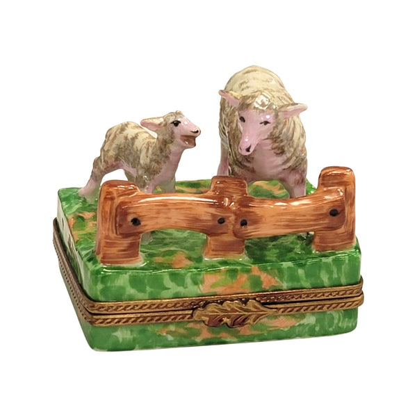 Sheep and Lambs Farm Delight Porcelain Limoges limoges boxes farm animal French Trinket Box
