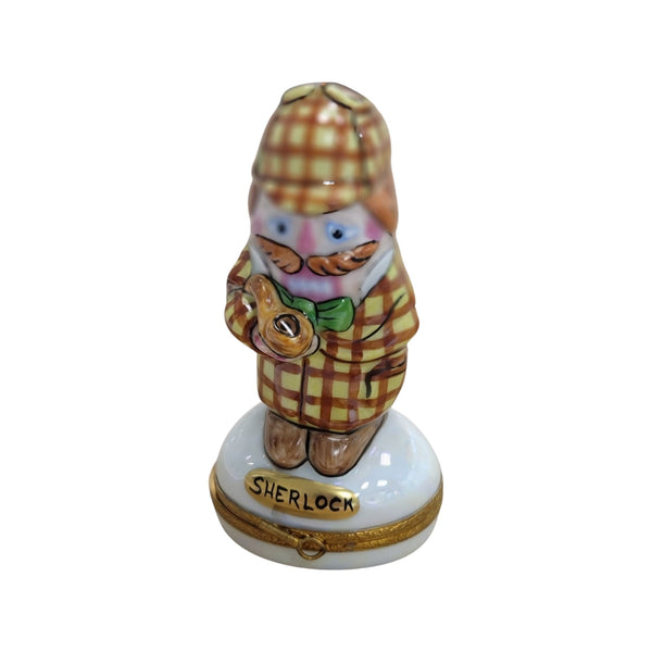 Sherlock Detective Porcelain Figurine Porcelain Limoges figurine professional French Trinket Box