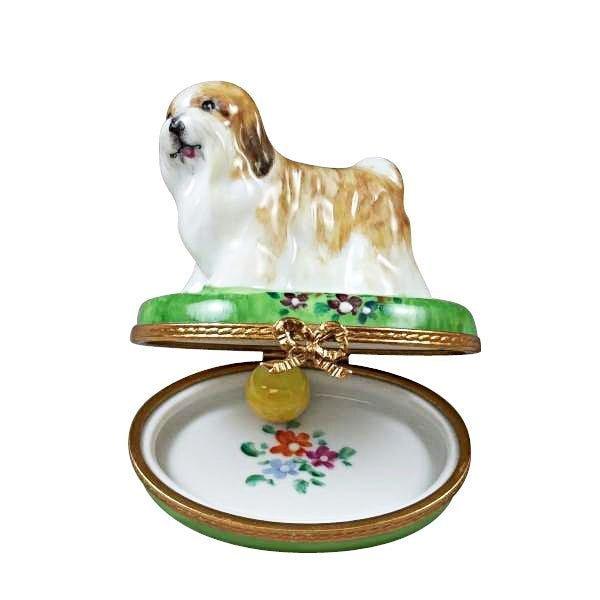 Shih Tzu Brown Porcelain Limoges dog French Trinket Box