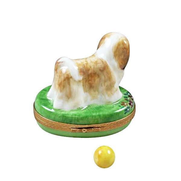 Shih Tzu Brown Porcelain Limoges dog French Trinket Box