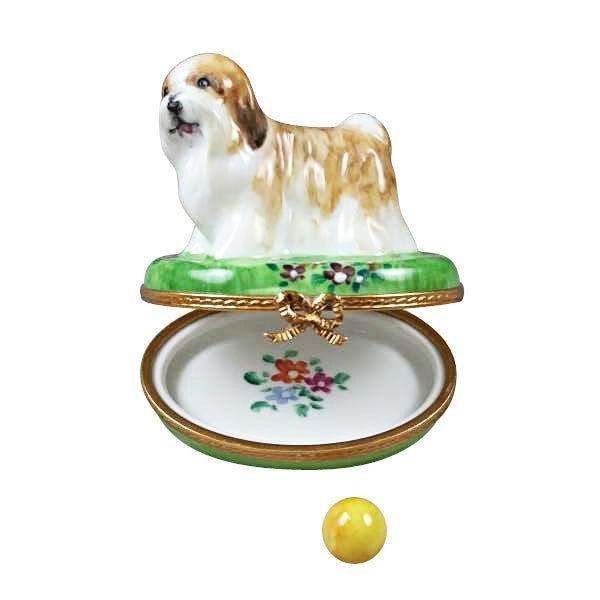 Shih Tzu Brown Porcelain Limoges dog French Trinket Box