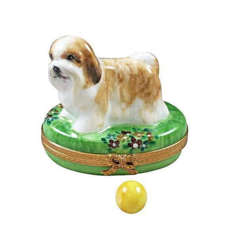 Shih Tzu Brown Porcelain Limoges dog French Trinket Box