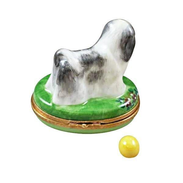 Shih Tzu Grey Porcelain Limoges dog French Trinket Box