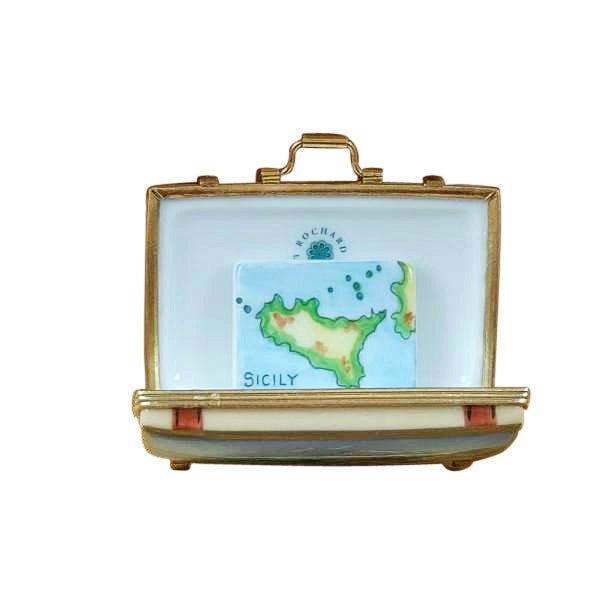 Sicily Suitcase Porcelain Limoges world travel French Trinket Box