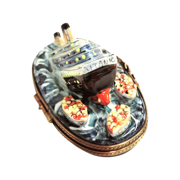 Sinking Titanic Porcelain Figurine Porcelain Limoges vehicle French Trinket Box