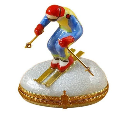 Skier on Mountain Porcelain Limoges sports French Trinket Box