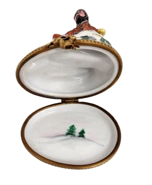 Skiing Adventure Limoges Box Porcelain Limoges xmas sports French Trinket Box