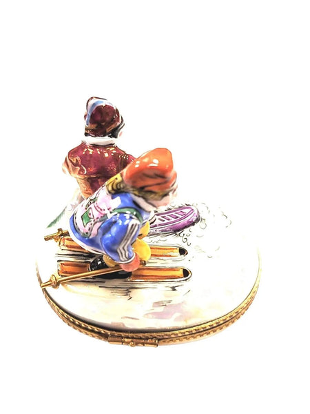 Skiing Adventure Limoges Box Porcelain Limoges xmas sports French Trinket Box