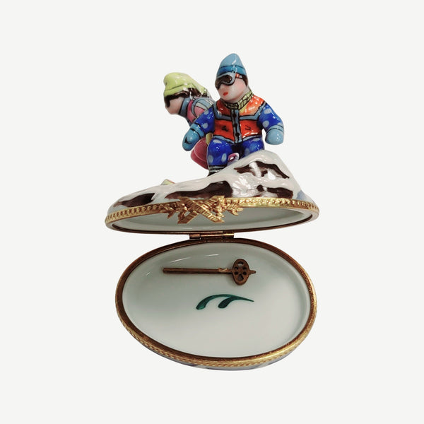 Skiing Adventures Limoges Box Porcelain Limoges xmas sports French Trinket Box