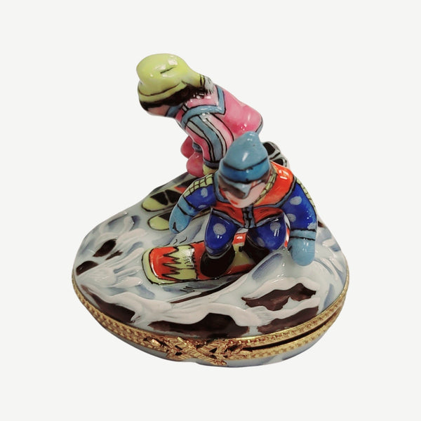 Skiing Adventures Limoges Box Porcelain Limoges xmas sports French Trinket Box
