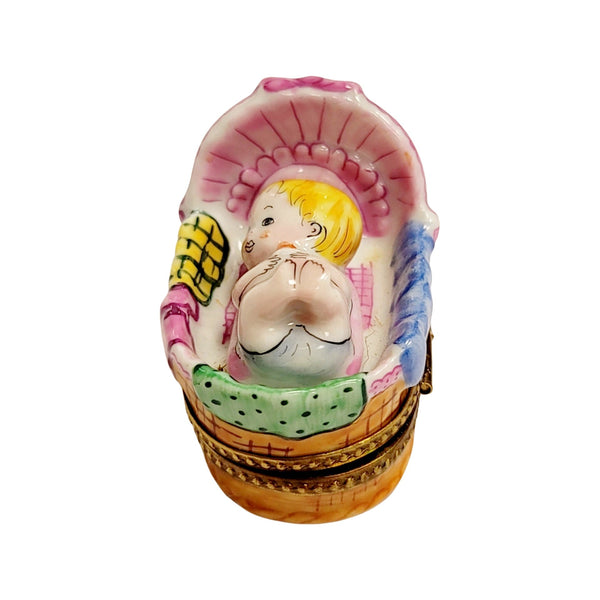 Sleeping Baby Limoges Box Porcelain Limoges Babies Figurine French Trinket Box