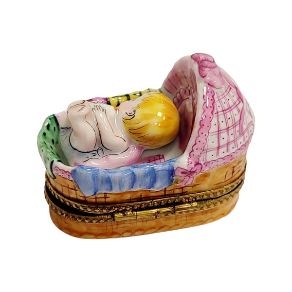 Sleeping Baby Limoges Box Porcelain Limoges Babies Figurine French Trinket Box