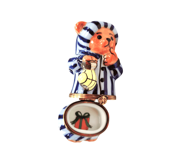 Sleepy Time Teddy Bear Box Porcelain Limoges Teddy French Trinket Box