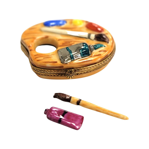 Small Artist Palette Figurine Porcelain Limoges Fine Art travel French Trinket Box