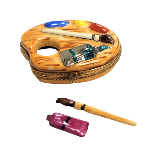 Small Artist Palette Figurine Porcelain Limoges Fine Art travel French Trinket Box