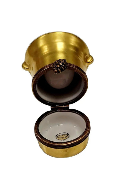 Small Gold Champagne Elegance Porcelain Limoges Wine French Trinket Box
