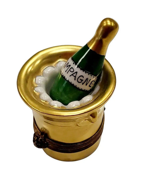 Small Gold Champagne Elegance Porcelain Limoges Wine French Trinket Box
