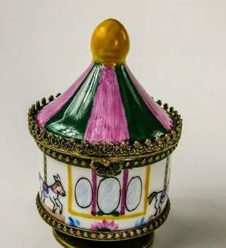 Small Merry Go Round Horses Carnival Carousel Porcelain Limoges Carnival French Trinket Box