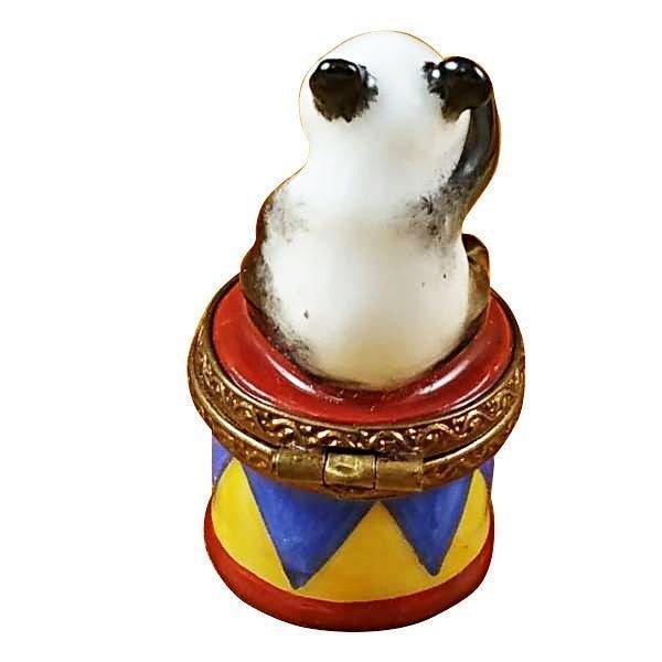 Small Panda on Round Base limoges box Porcelain Limoges French Trinket Box