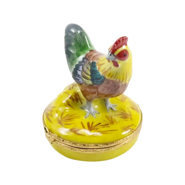 Small Rooster Porcelain Limoges farm birds French Trinket Box