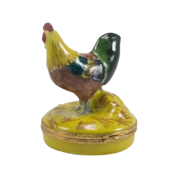 Small Rooster Porcelain Limoges farm birds French Trinket Box